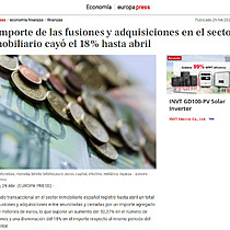 El importe de las fusiones y adquisiciones en el sector inmobiliario cay el 18% hasta abril